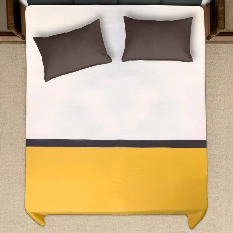 Dual Drift Cotton Bedsheet (Brown,Yellow) - 102 TC media 3