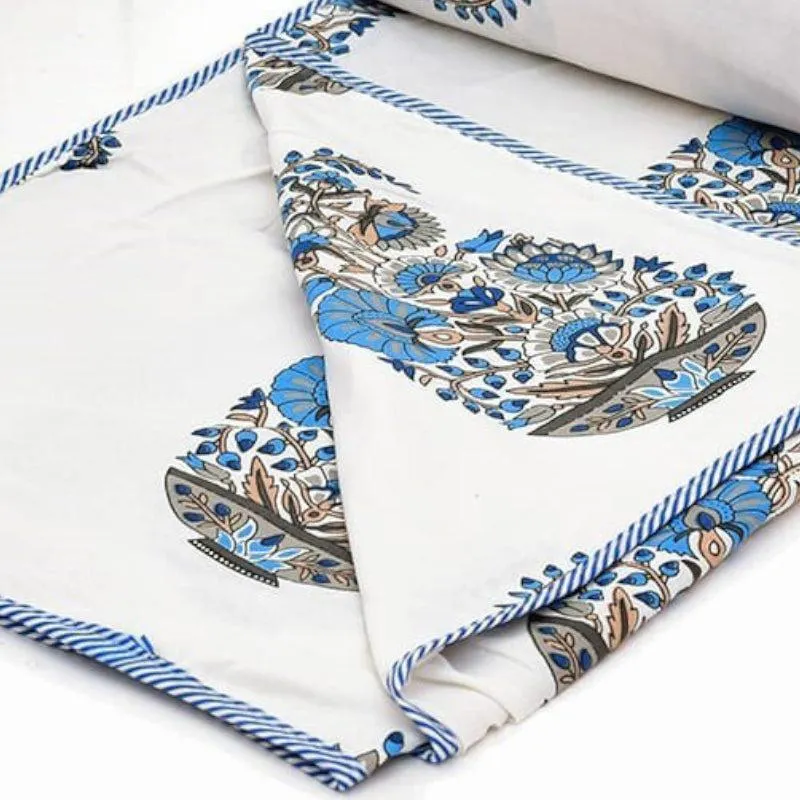 Dishti Ethnic Reversible Cotton Dohar (White & Sky Blue) - 180 GSM media 4