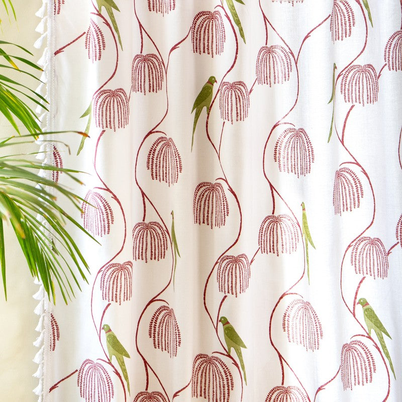Tranquebar Home Floral Whisper Cotton Curtains(Pink) - Set Of Two media 4