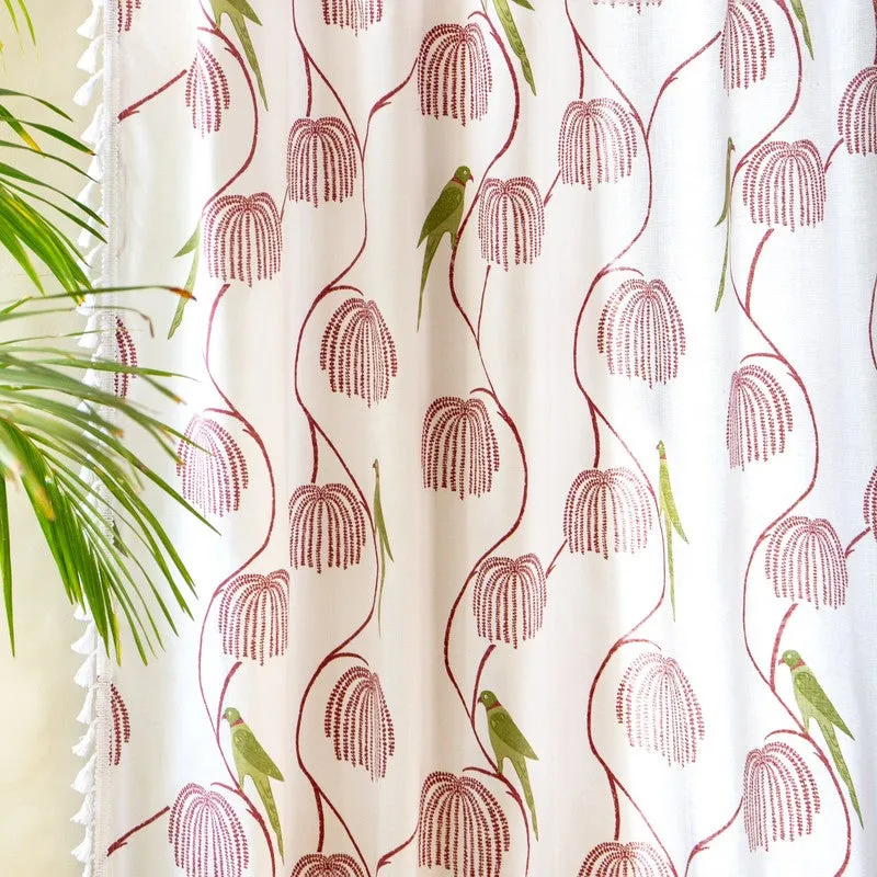 Tranquebar Home Floral Whisper Cotton Curtains(Pink) - Set Of Two media 4