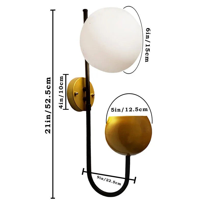 Hymn Glass & Metal Wall Lamp - Black & Gold media 5