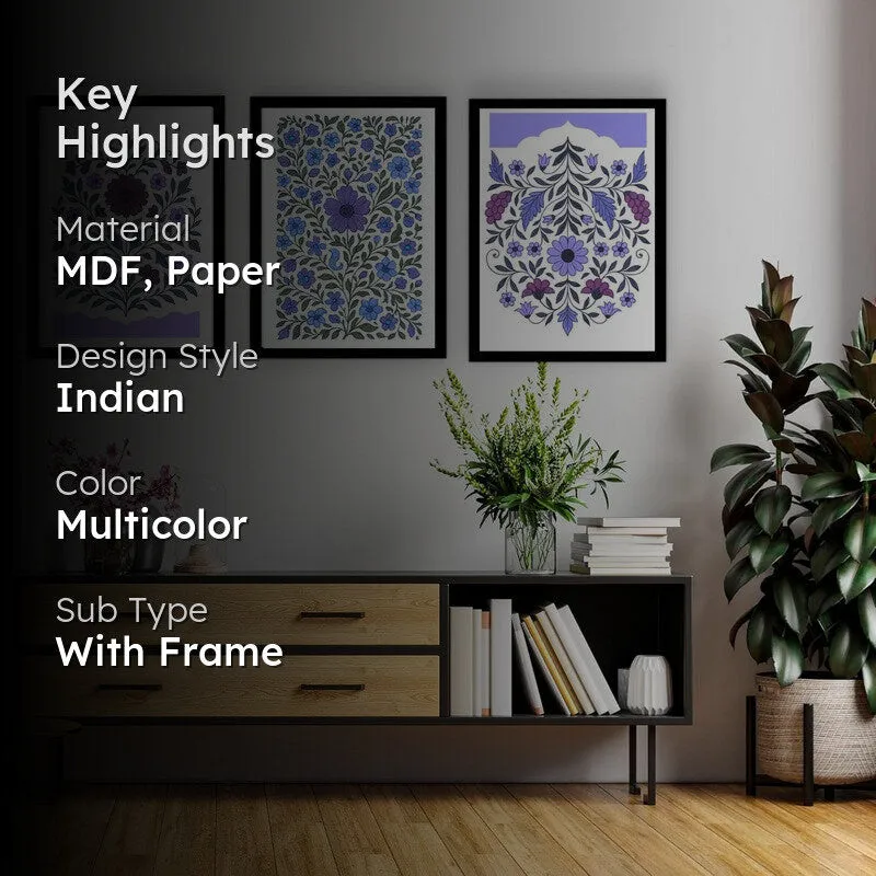 Royal Botanica Paper Wall Painting With Frame - Black media 2