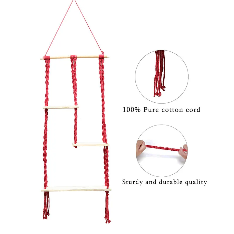 Knotra Macrame Wall Shelf - Red media 5