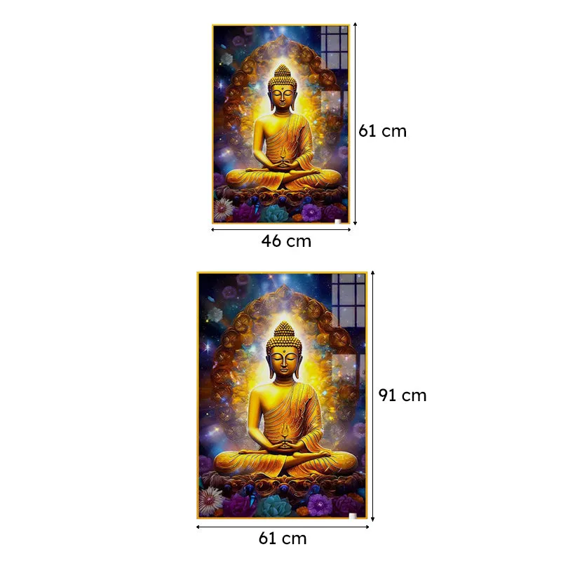 Golden Buddha Spiritual Canvas Wall Art With Frame - Gold media 7