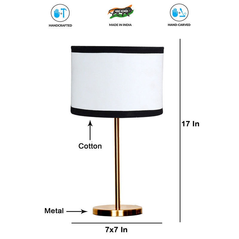 Monochrome Edge Cotton & Metal Table Lamp - White media 4