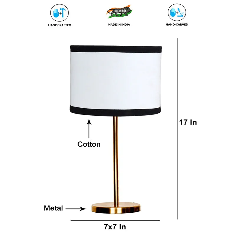 Monochrome Edge Cotton & Metal Table Lamp - White media 4