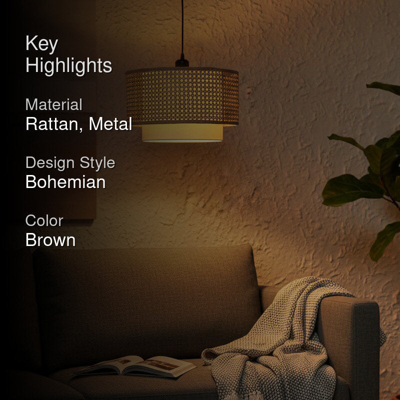 Torlinor Rattan Ceiling Lamp media 2