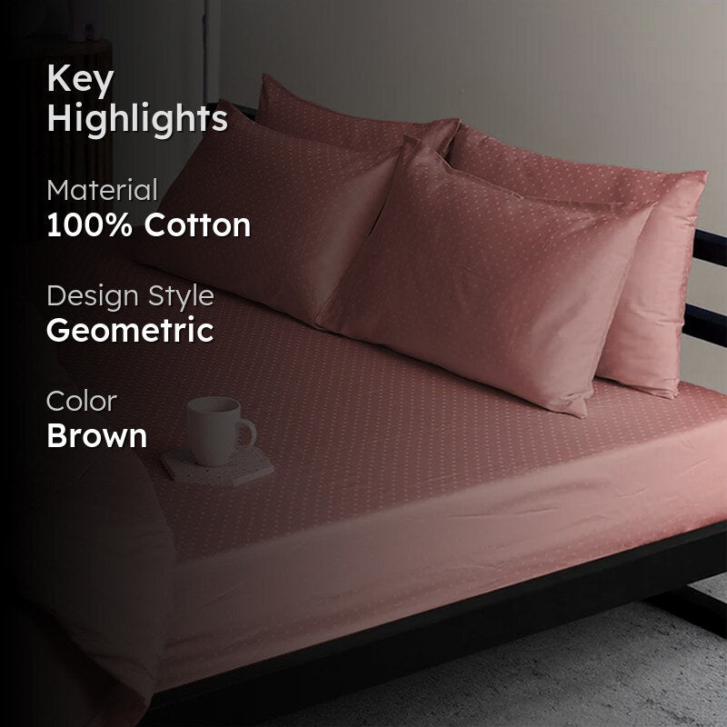 Swiss Dot Cotton Pillow Cover (Desert Sand,300TC) - Set Of Two media 2