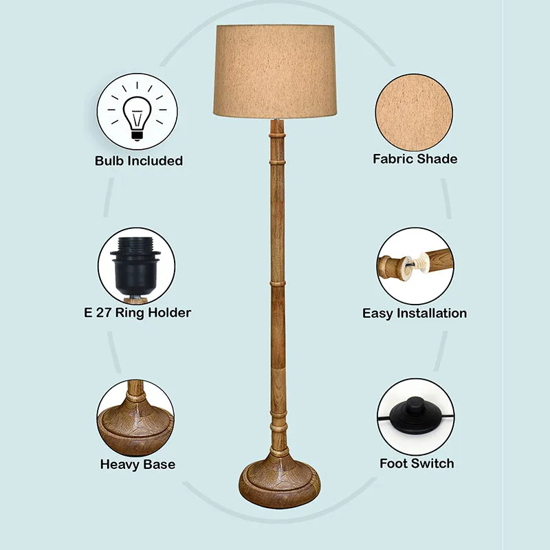 Elfin Cleo Wooden Floor Lamp - Beige media 6