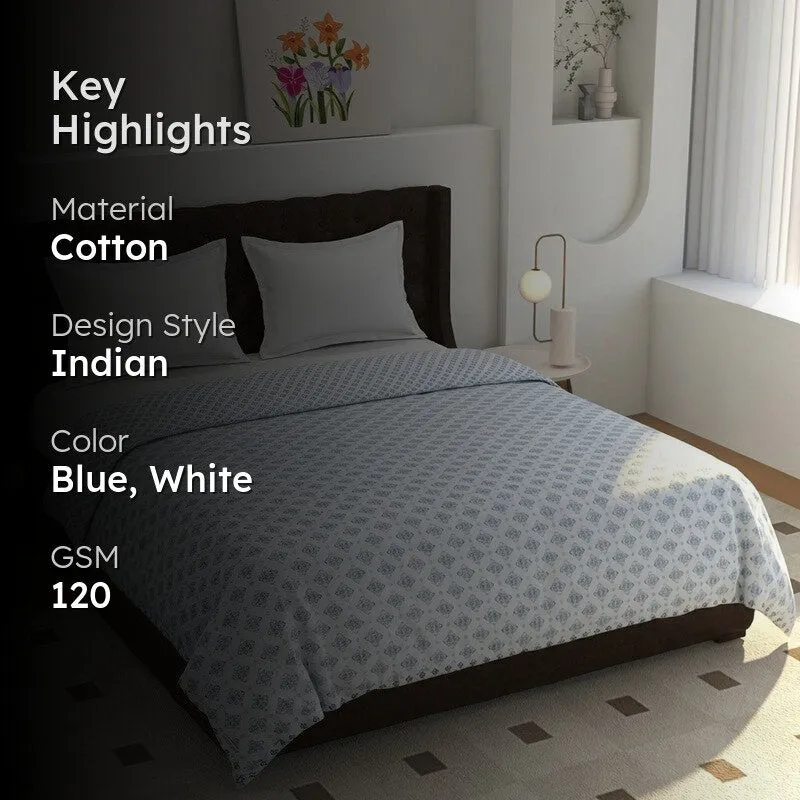 Florique Reversible Cotton Dohar (Blue,White) - 120 GSM media 2