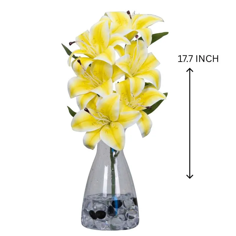 Realistic Artificial Lily Flower Bunch - Yellow media 5