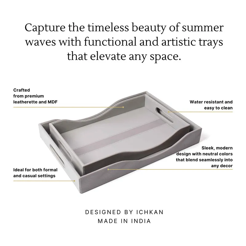 Veltrix Faux Leather Serving Tray - Grey media 7