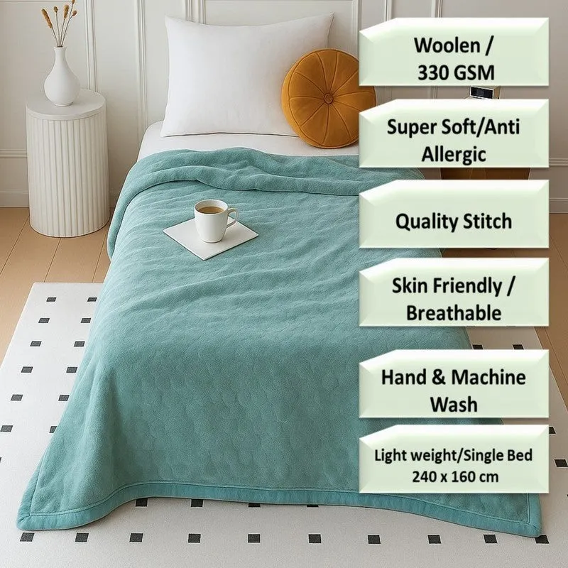 Solida Wool Blankets (Teal) - 330 GSM media 6