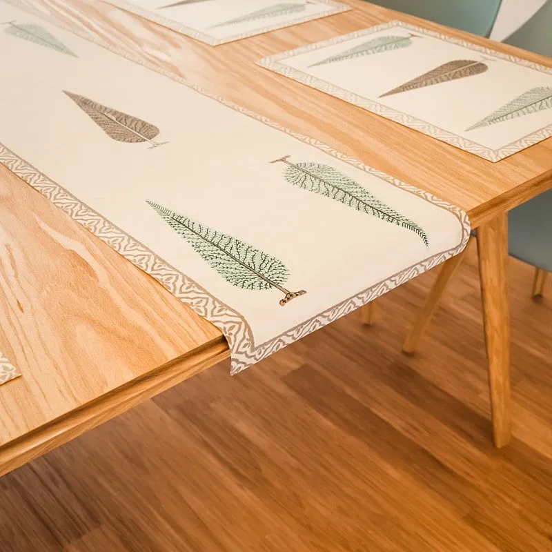 Tropical Leaf Cotton Table Linen Set (Olive) - Seven Piece Set media 6