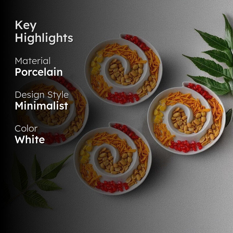 Pure Bliss Spiral Porcelain Platter - Set Of Four media 2