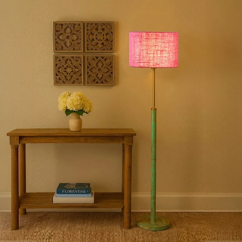 Vintage Glow Wooden Floor Lamp - Pink media 1