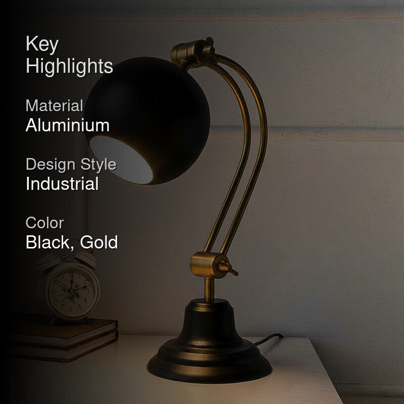 Globe Poulsen Adjustable Table Lamp - Black,Gold media 2
