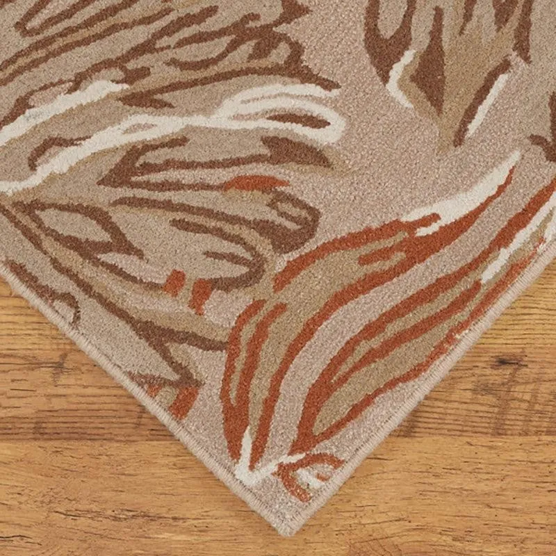 Elendil Hand Tufted Floral Wool & Nylon Carpet - Beige & Brown media 5