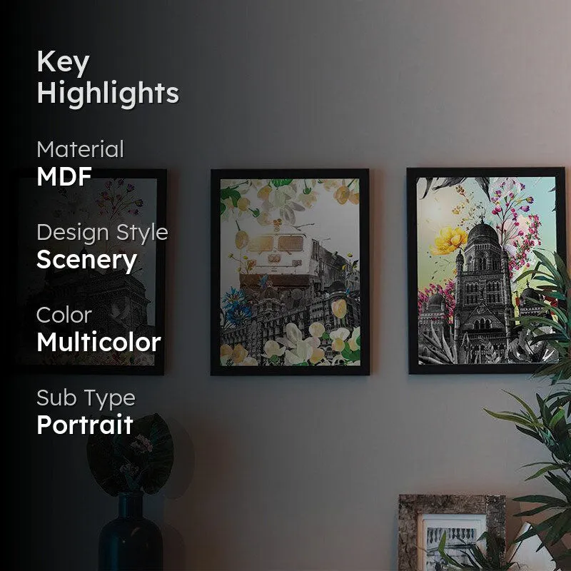 City Arche Charms Wall Painting - Set of Three media 2