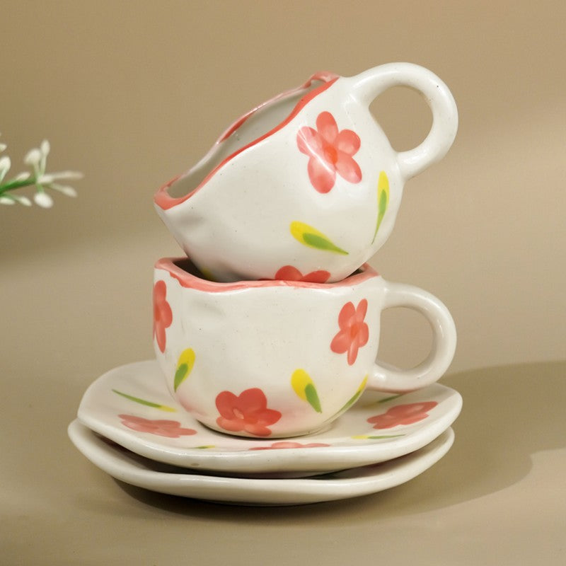 Floral Ceramic Coffee Mug (290 mL Each) - Four Piece Set media 3