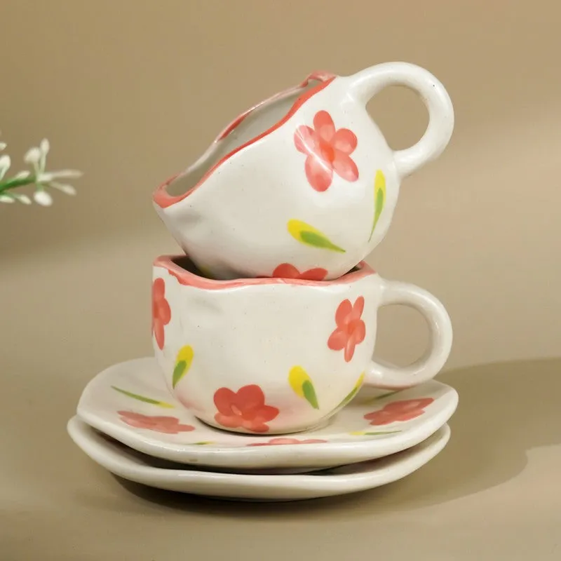 Floral Ceramic Coffee Mug (290 mL Each) - Four Piece Set media 3
