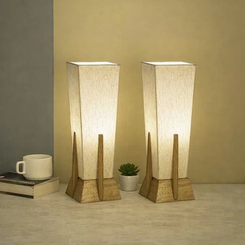 Weathered Luna Fabric Table Lamp (White) - Set of Two media 1