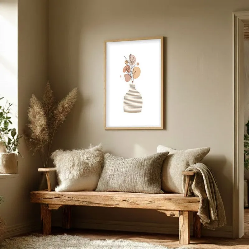 Striped Clay Canvas Wall Painting With Brown Frame media 3
