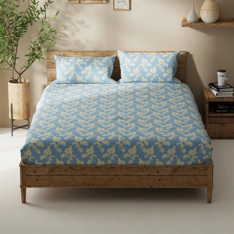 Lorven Fitted Bedsheet (Sea Blue) - 115 GSM media 3
