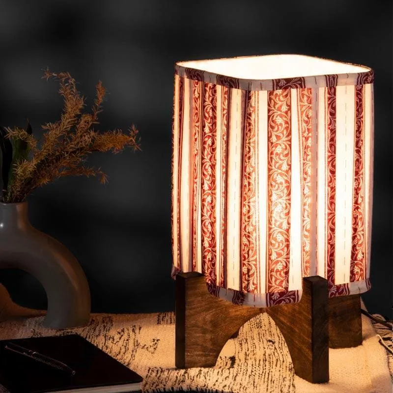 Ethnix Pleated Fabric Table Lamp - Red,White media 1