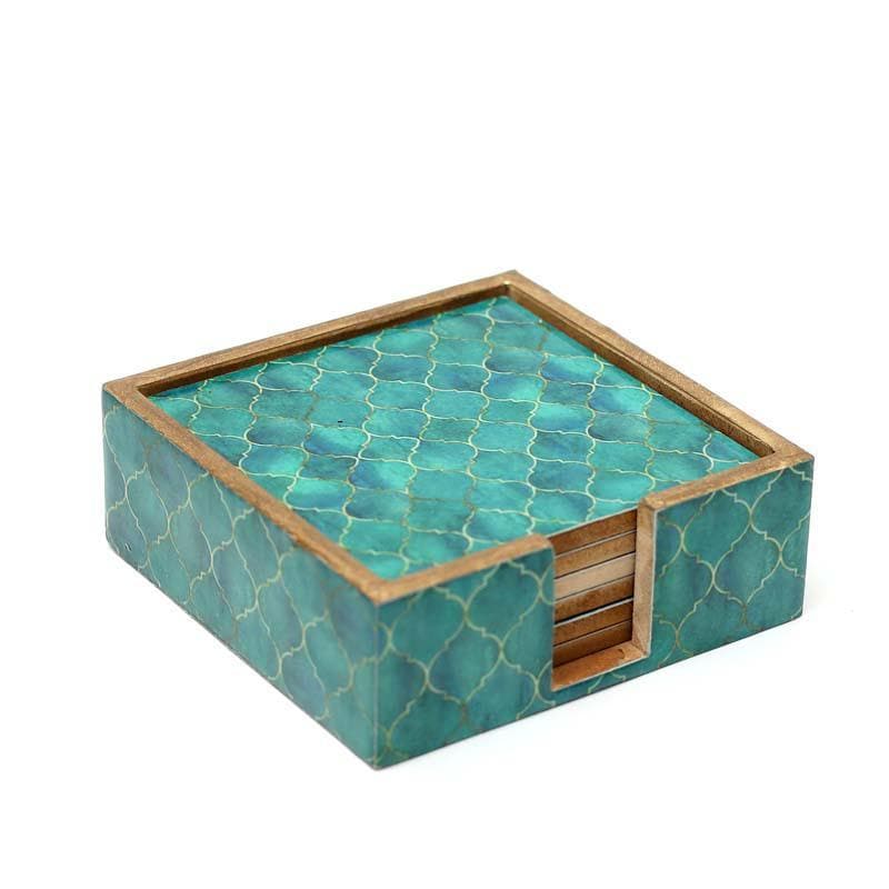 Ombre Checkered Coasters - Aqua - Set Of Four media 4