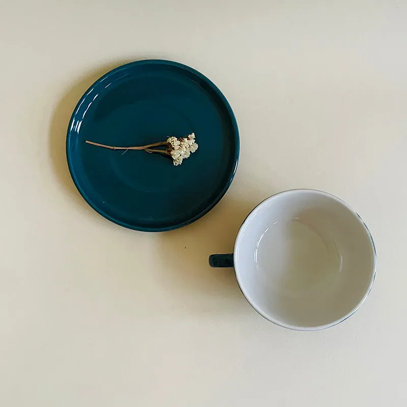 Elegant Green Ceramic Cup & Saucer (320 mL) - Two Piece Set media 4