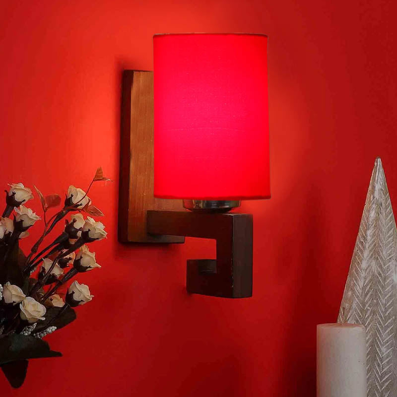 Rauthaz Cylindrical Wooden Wall Lamp