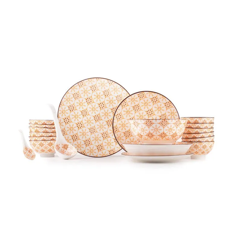 FeastTrail Porcelain Dinner Set (Orange) - 35 Piece Set media 5