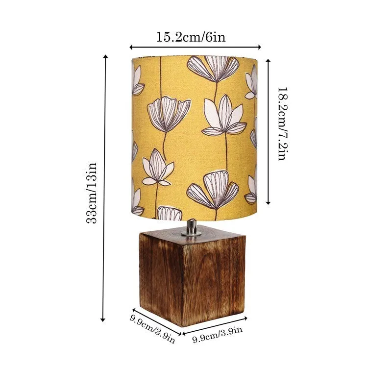 EverAura Elegant Bedside Wooden Table Lamp - Yellow,Brown media 7