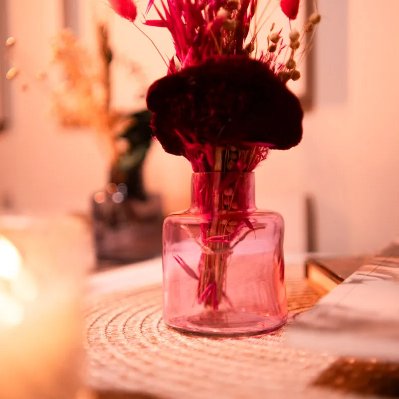 Elegant Pink Glass Vase with Dried Flowers media 4
