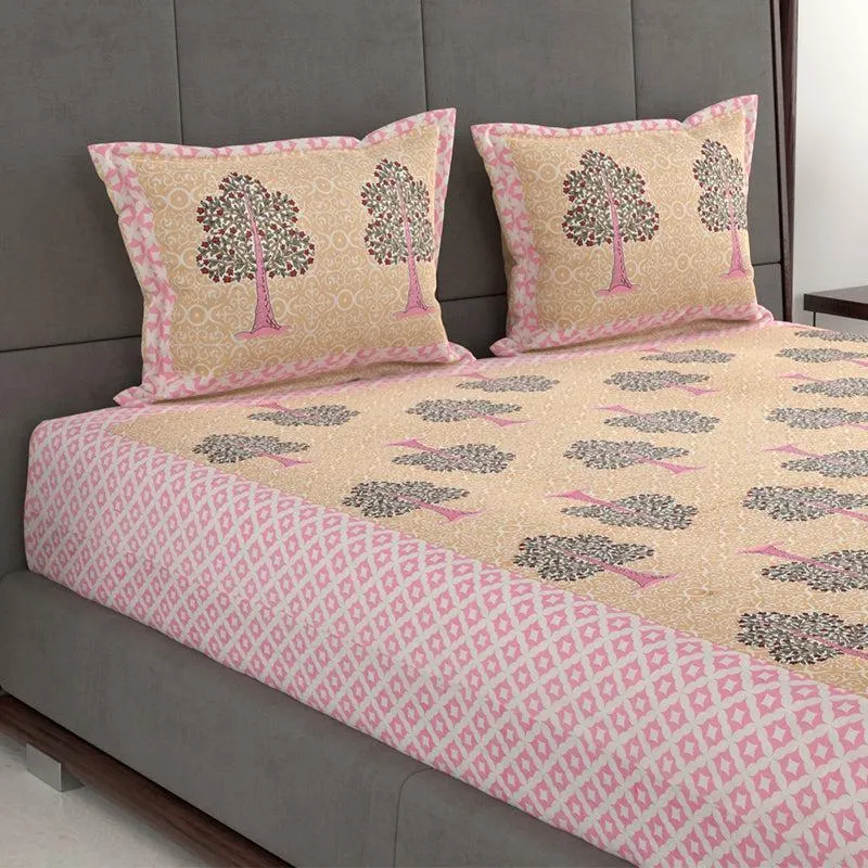 Geetika Printed Cotton Bedsheet (Yellow) - 280 TC media 5