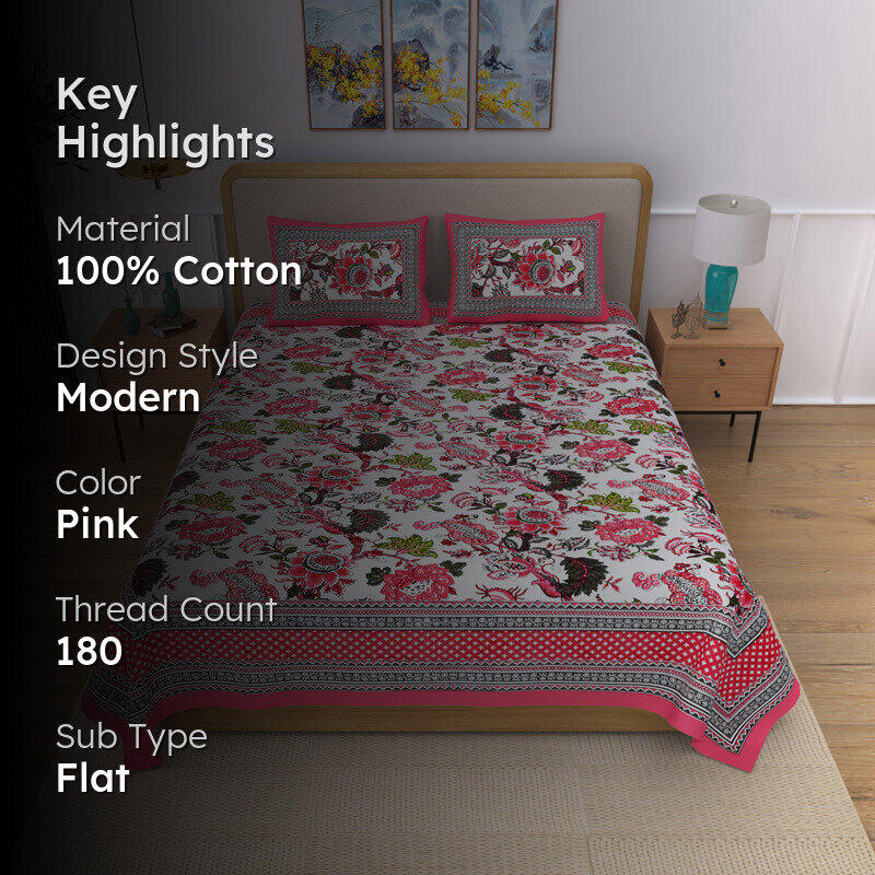Floral Frenzy Cotton Bedsheet - 180 TC media 2