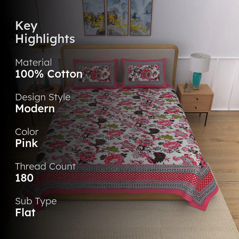 Floral Frenzy Cotton Bedsheet - 180 TC media 2