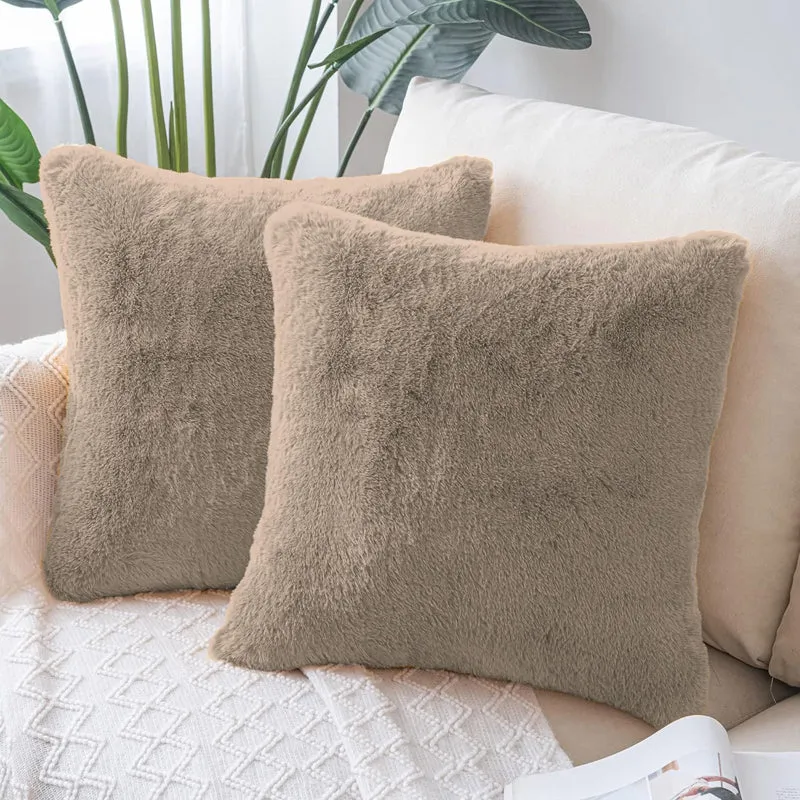 Fur Dual Cushion Cover Set (Taupe) - Set Of Two media 1