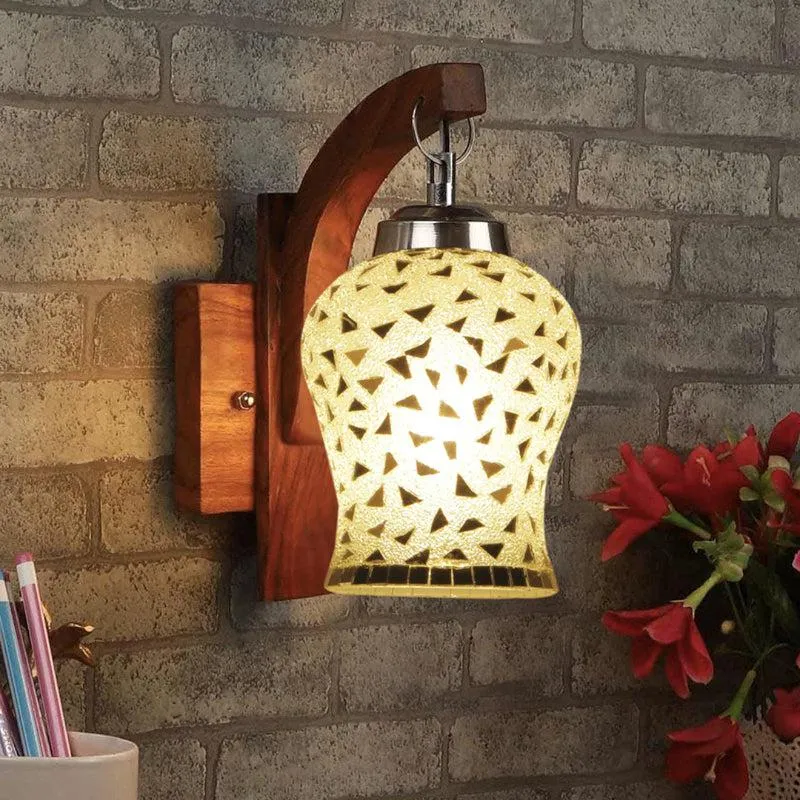 Asta Forma Mosaic Glass & Wooden Wall Lamp media 1
