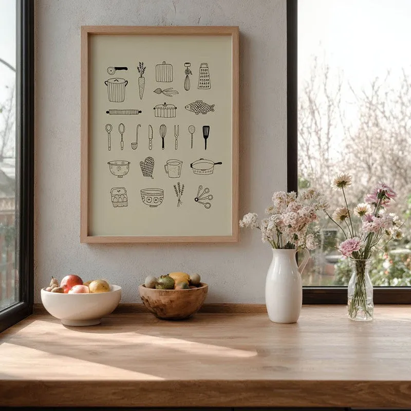 Kitchen Script Archival Canvas Wall Art - Black media 7