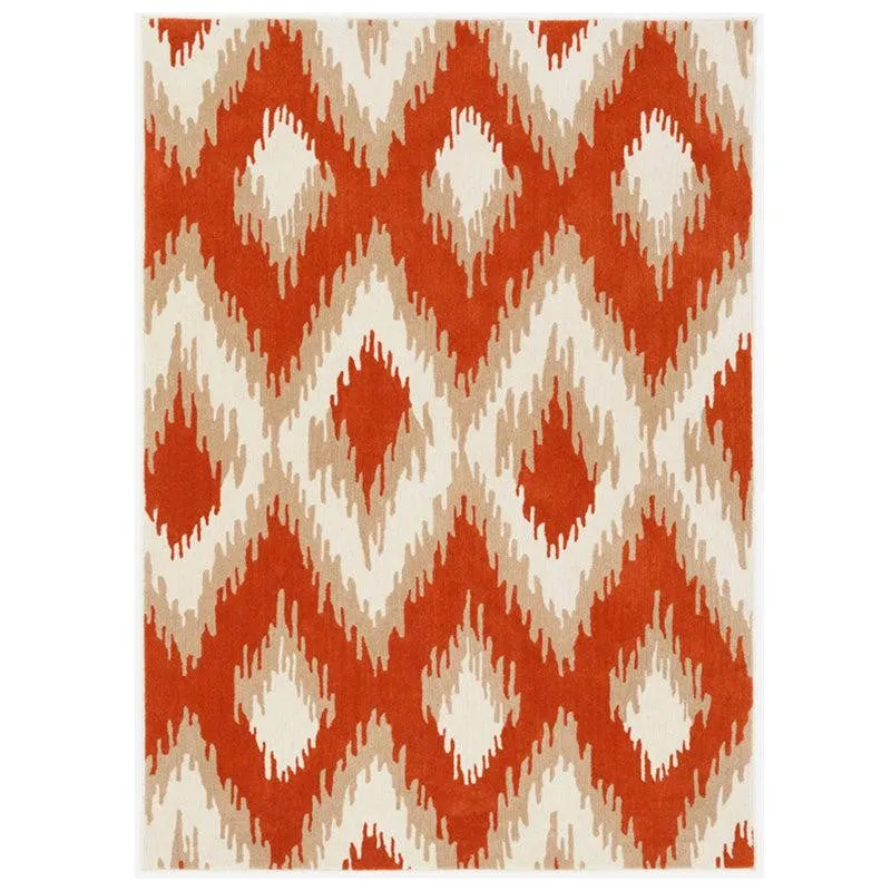 Dwalin Hand Tufted Geometric Wool & Nylon Carpet - Orange media 1