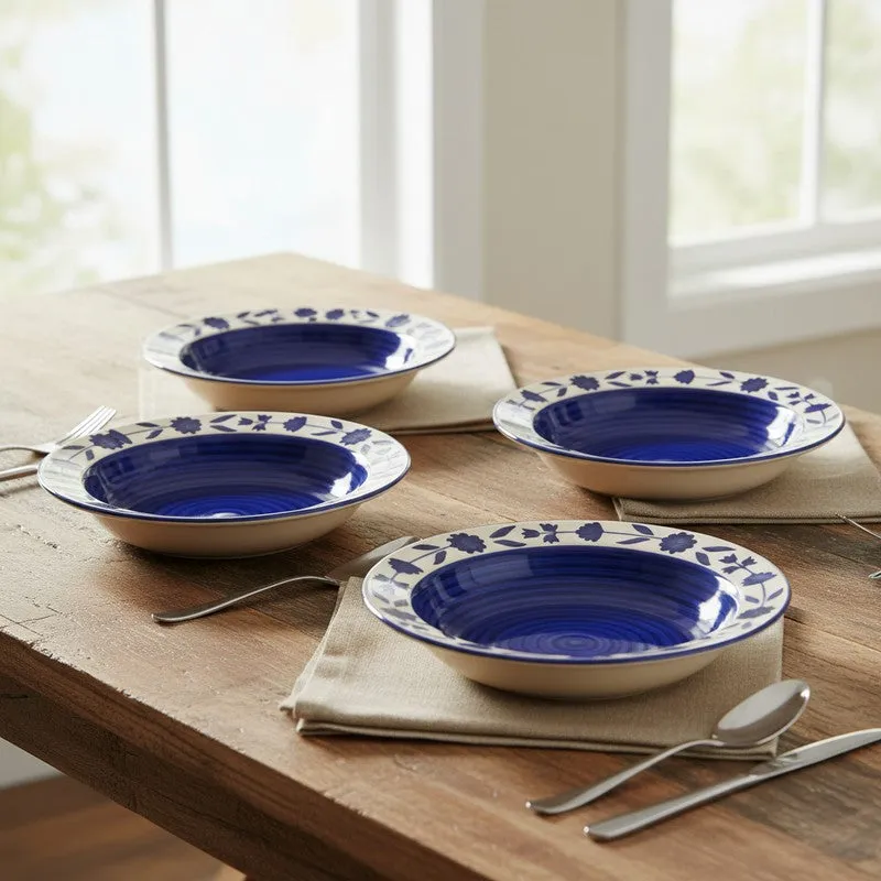 Regal Handcrafted Ceramic Pasta Plate (Blue) - Set Of Four media 1