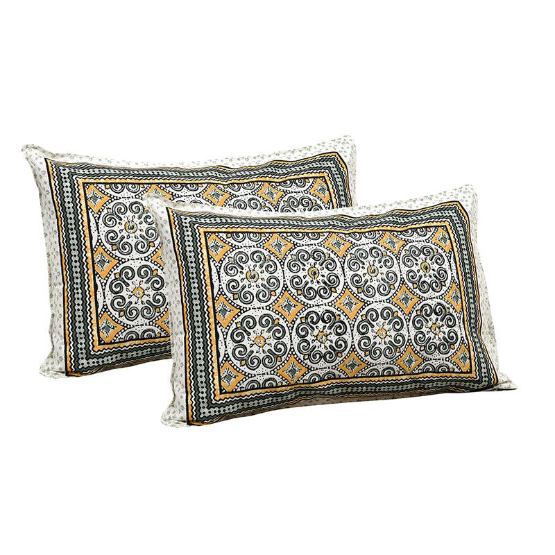Drona Ethnic Cotton Bedsheet (Grey) - 180 TC media 4
