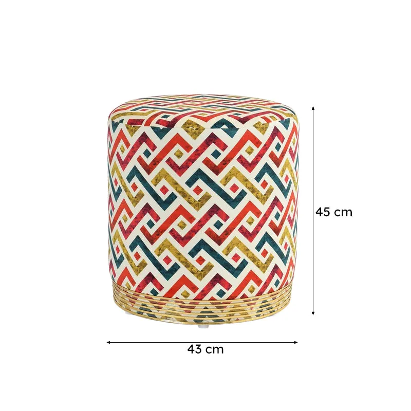 Ripple Zigzag-print Velvet Pouffe - Multicolor media 8