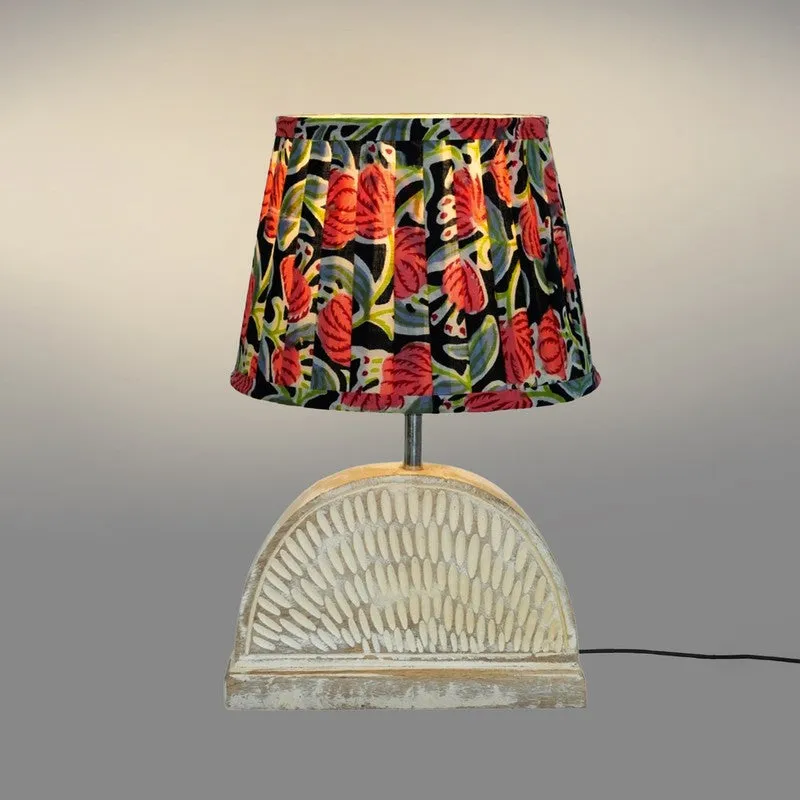 Sylvora Wooden Base Cotton Table Lamp - Multicolor media 4