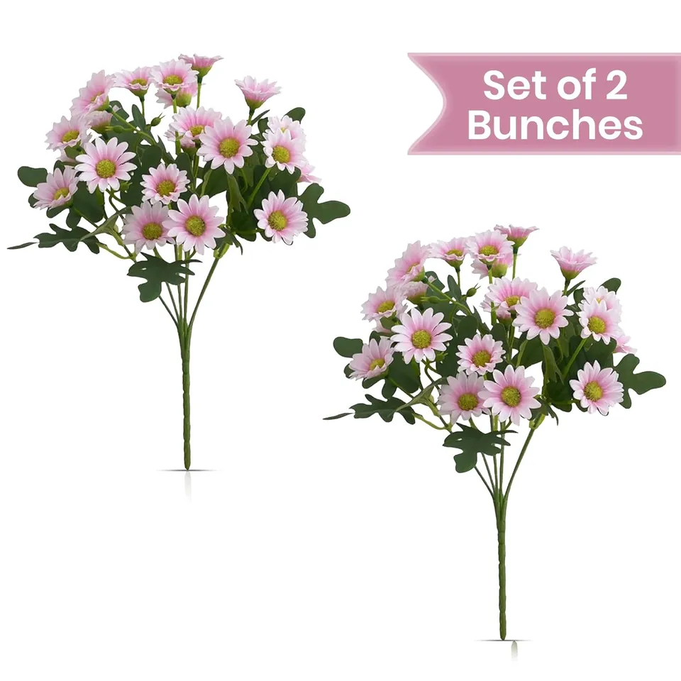 Azure Daisy Artificial Flower (Pink) - Set of Two media 4