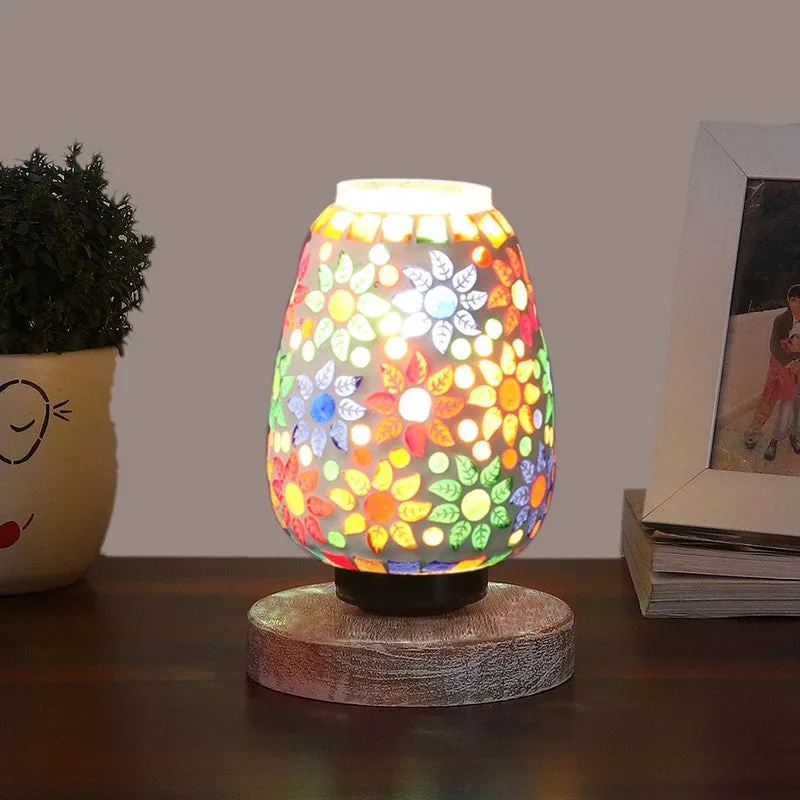 Luminexia Glass Table Lamp With Wooden Base - Multicolor media 3