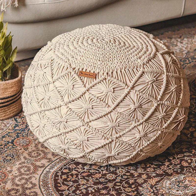 Reggae Boho Macrame Handknitted Pouffe media 1