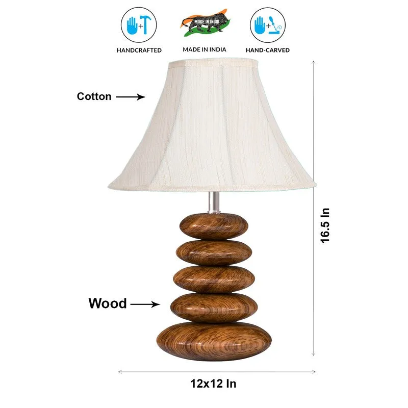 Lynira Cotton Table Lamp With Wooden Base - White media 7